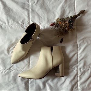 Franco Sarto Cream Cutout Booties